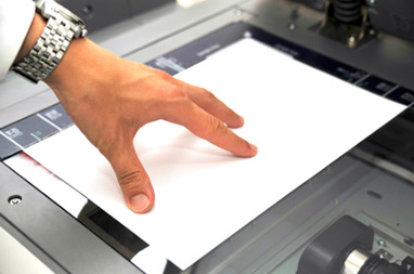 person scanning document